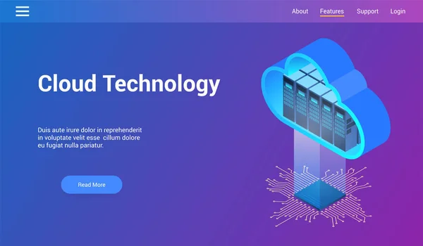 Isometrische cloud technologie thema — Stockvector