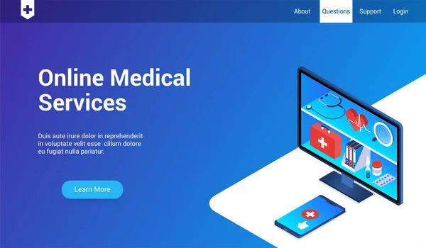 Modello di servizio medico online — Vettoriale Stock