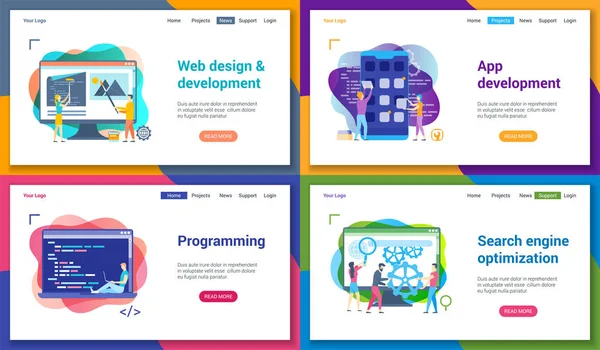 Modernes Landing Page Set 06 — Stockvektor