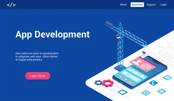 App Entwicklung 3d lp Vorlage — Stockvektor