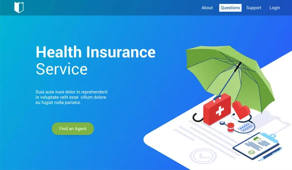 3d šablona zdravotní pojištění — Stockový vektor