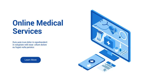 Modèle de service médical en ligne 2 — Image vectorielle