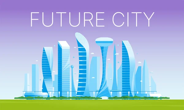 Paisaje urbano futurista moderno 02 — Vector de stock