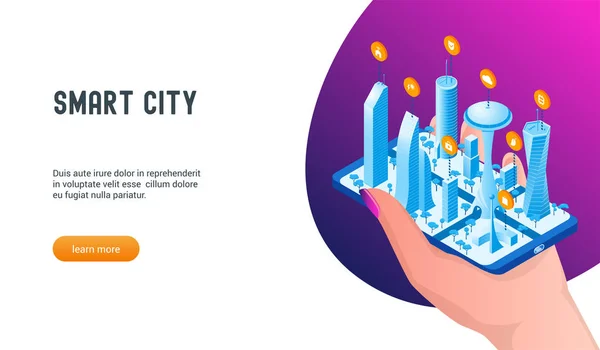 Smart πόλη 3D LP3 πρότυπο — Διανυσματικό Αρχείο