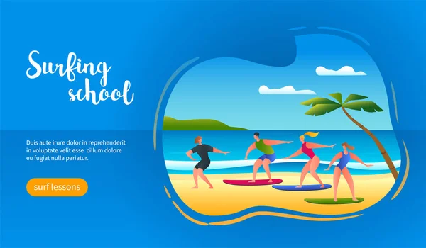 Surfing School Concept — Stock vektor