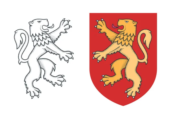 Vintage heraldic rampant lion — Stock Vector