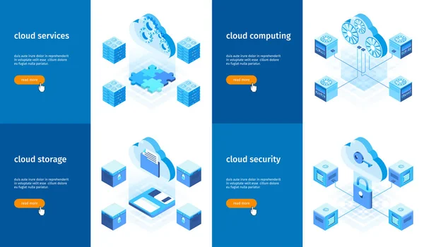Conjunto de banners de tecnología Cloud — Vector de stock