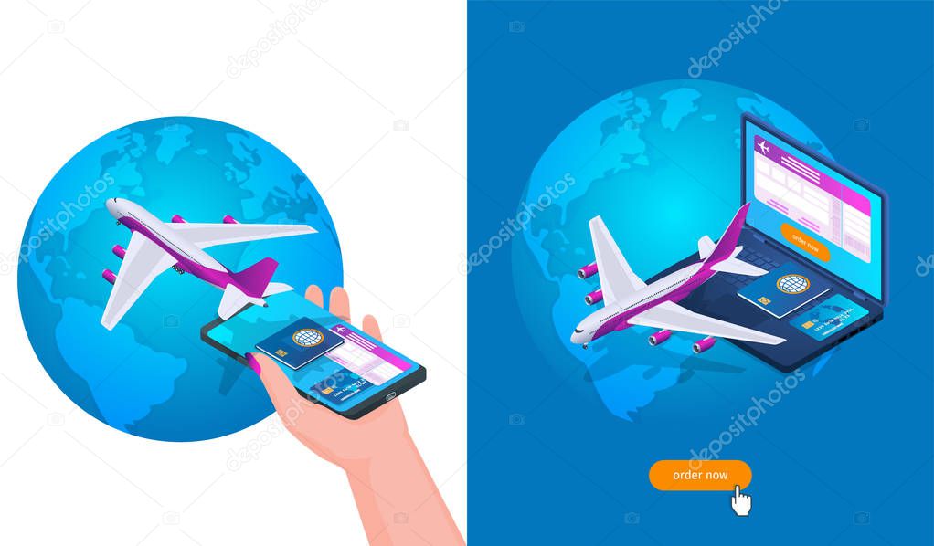 Isometric booking flights concepts