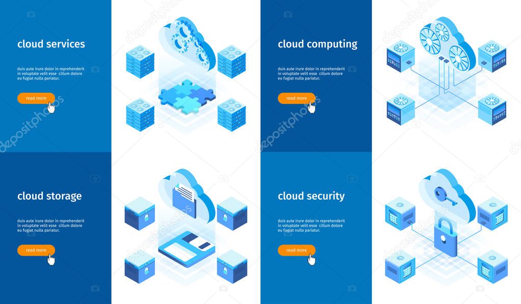 Cloud technology banners set