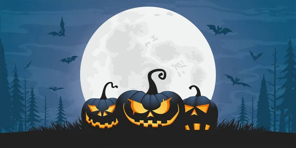 Страшные тыквы на Хэллоуин — стоковый вектор