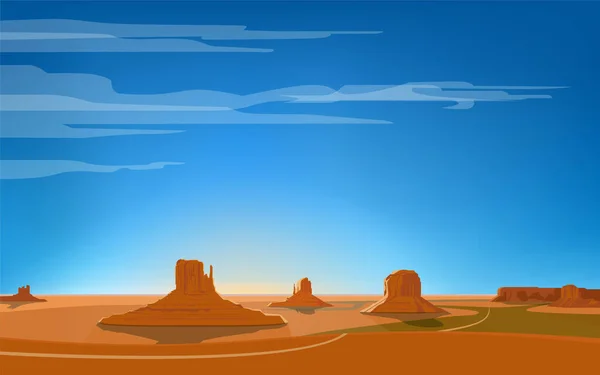 Monument Valley Paysage Arizona Montagnes Rochers Illustration Vectorielle — Image vectorielle