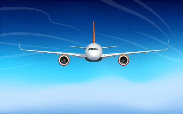 Passagiersvliegtuig Dat Hoog Lucht Boven Wolken Blauwe Lucht Vliegt Uitzicht — Stockfoto
