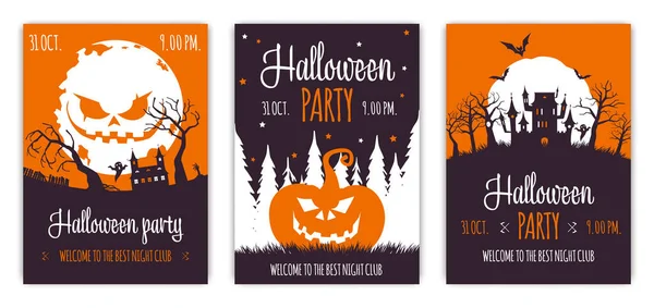 Set Abstract Halloween Party Backgrounds Social Media Stories Colorful Banners — Stock Vector