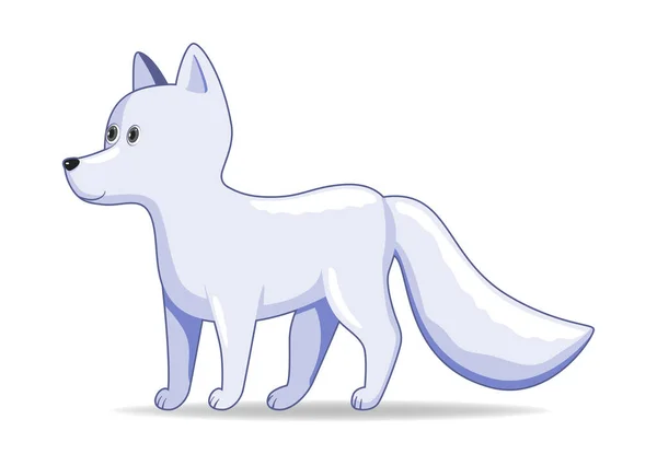 Arctic Fox Animal Standing White Background Cartoon Style Vector Illustration — Stock Vector
