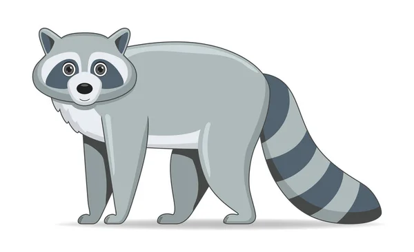 Ζώο Ρακούν Στέκεται Λευκό Φόντο Εικονογράφηση Φορέα Στυλ Κινουμένων Σχεδίων — Διανυσματικό Αρχείο