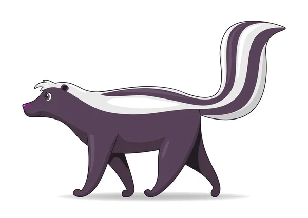 Skunk Animal Pie Sobre Fondo Blanco Dibujos Animados Estilo Vector — Vector de stock