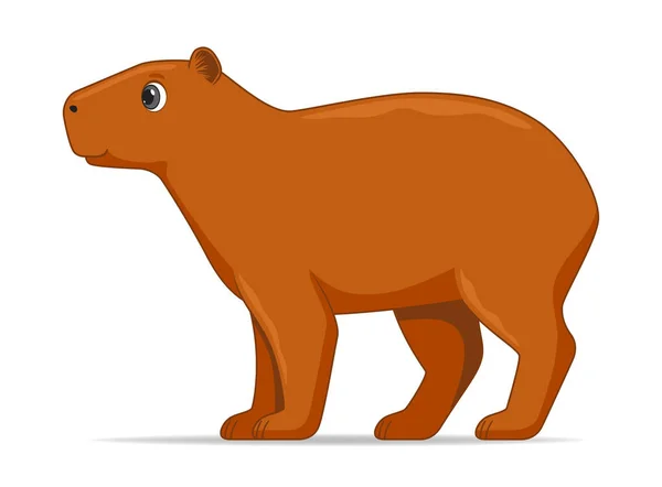 Animal Capybara Debout Sur Fond Blanc Illustration Vectorielle Style Dessin — Image vectorielle