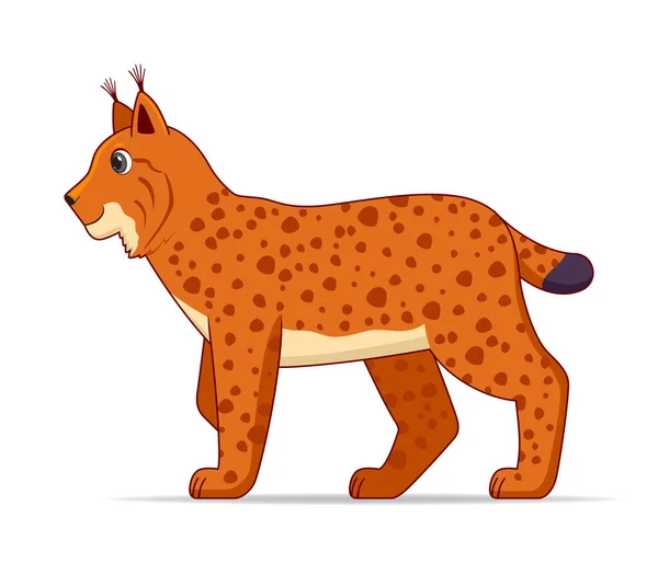 Lynx Står Vit Bakgrund Tecknad Stil Vektor Illustration — Stock vektor