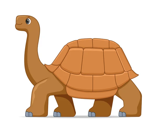 Obrovská Želva Galapágy Stojící Bílém Pozadí Vektorová Ilustrace Stylu Karikatury — Stockový vektor