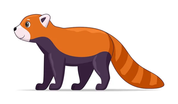 Red Panda Standing White Background Cartoon Style Vector Illustration — Stock Vector