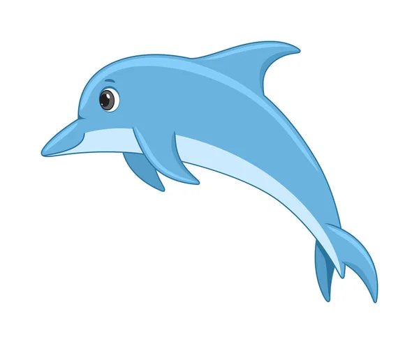 Dolphin Fish White Background Cartoon Style Vector Illustration — Stock Vector