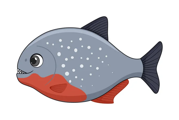 Риба Піранья Білому Тлі Векторна Ілюстрація Стилю Cartoon — стоковий вектор