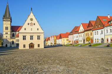 Slovakya 'nın Bardejov kentindeki Tarihi Kent Meydanı