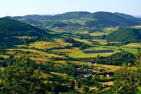 Landscape Village Solar Panels Slovakia — Stock Photo, Image