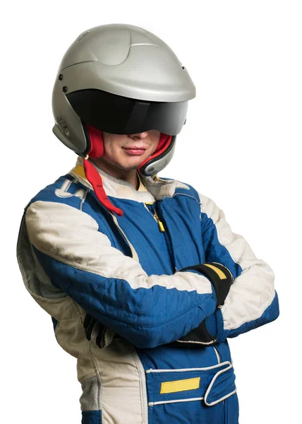 Professionele formule piloot het dragen van een race-pak voor motor sport. — Stockfoto