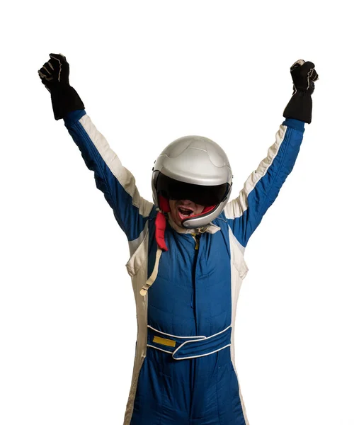 Racer jest szczęśliwy, aby wygrać — Zdjęcie stockowe