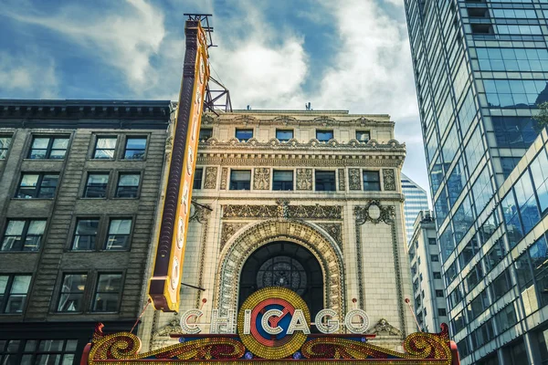 Chicago Octubre Chicago Theatre Vista Calle Octubre 2018 Chicago Illinois — Foto de Stock