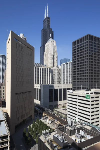 Chicago Cityscape Willis Kulesi Ile — Stok fotoğraf