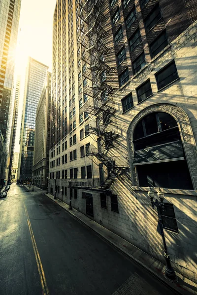 Street in Chicago with morning sun