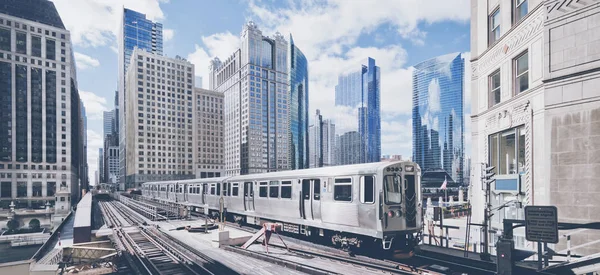 Comboio Ferroviário Elevado Chicago Eua — Fotografia de Stock