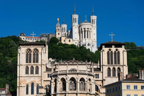 Blick Auf Die Basilika Notre Dame Fourviere Und Die Kathedrale — Stockfoto
