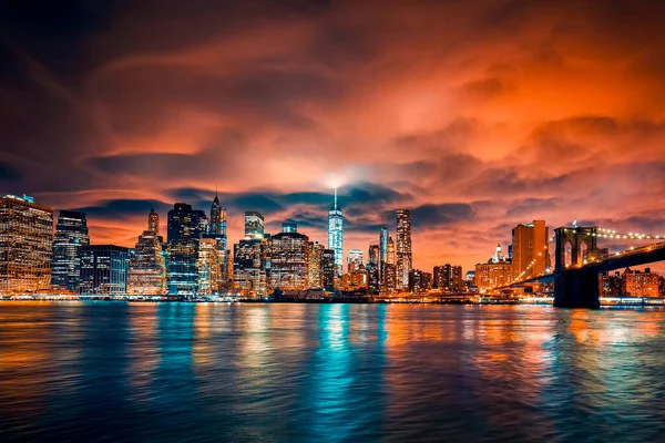 Utsikt Över Manhattan Vid Solnedgången New York City — Stockfoto