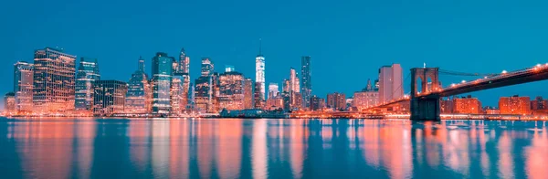 Blick Auf New York City Manhattan Midtown Der Abenddämmerung Mit — Stockfoto