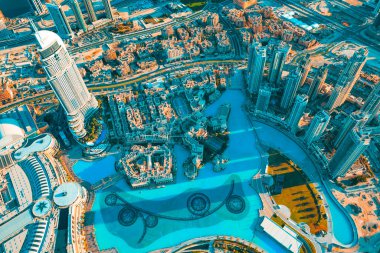 View of Dubai city from the top of a tower. clipart