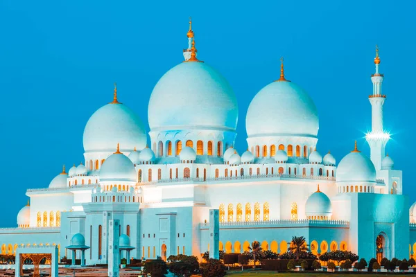 Berühmte Abu Dhabi Sheikh Zayed Moschee Bei Nacht Vae — Stockfoto