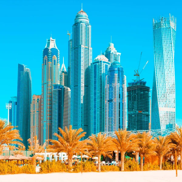 Vista Sui Grattacieli Sulla Spiaggia Jumeirah Dubai Eau — Foto Stock