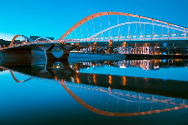 Vista Ponte Schuman Noite Lyon França — Fotografia de Stock