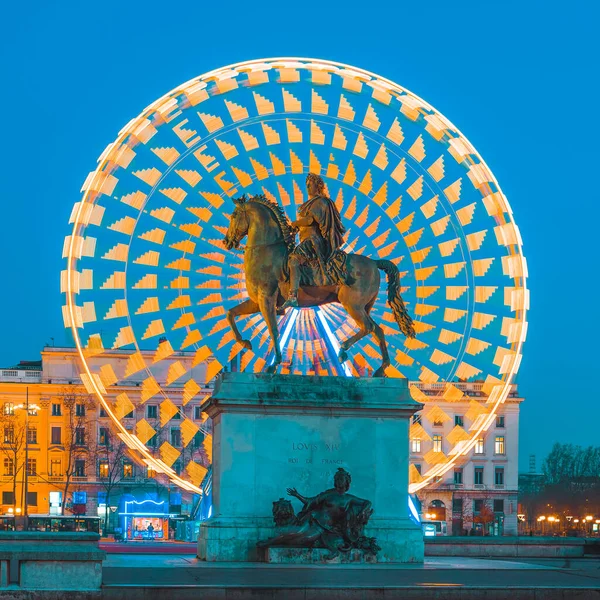 Place Bellecour Statua Króla Ludwika Xiv Lyon Francja — Zdjęcie stockowe