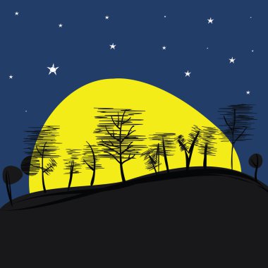 Supermoon ile gece manzara