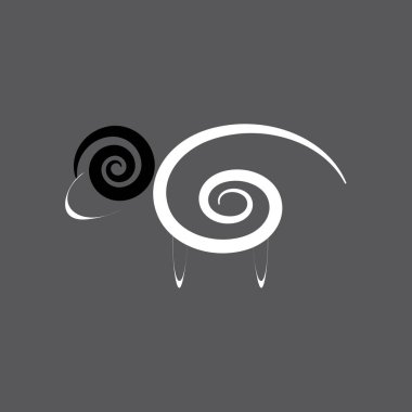 Stilize ram sembolü, logo, amblem. Design.Vector illüstrasyon kontur.