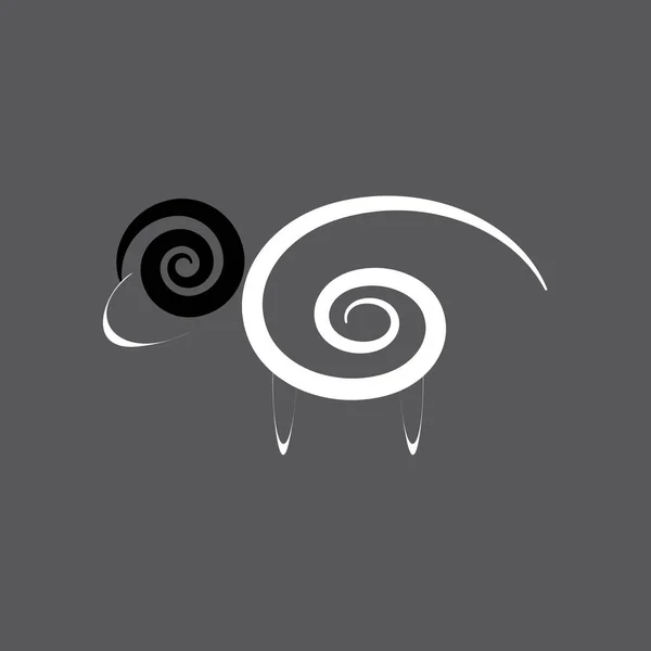 Símbolo Carneiro Estilizado Logotipo Emblema Desenho Contorno Ilustração Vetorial — Vetor de Stock