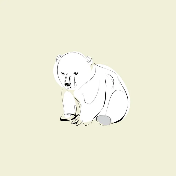Πολική Αρκούδα Σκύμνος Μπεζ Φόντο — Διανυσματικό Αρχείο