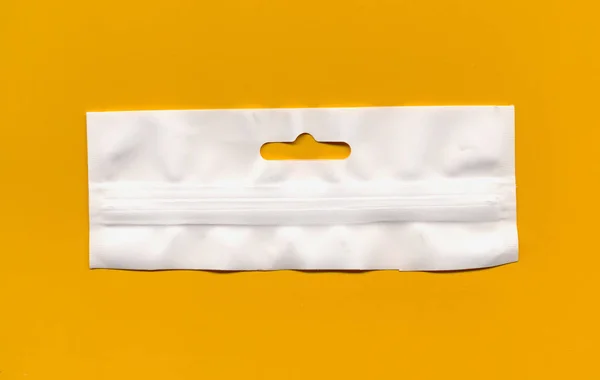 Plastic Bag Handle Yellow Background — Stock Photo, Image