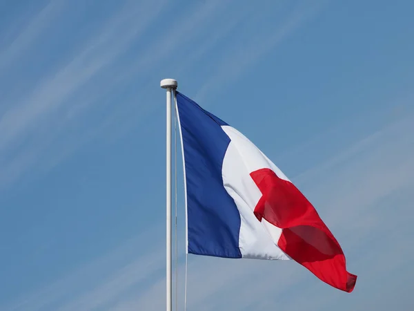 Γαλλική Εθνική Σημαία Από Γαλλία Ευρώπη Πάνω Από Γαλάζιο Του — Φωτογραφία Αρχείου