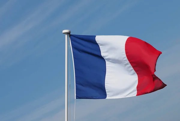 Γαλλική Εθνική Σημαία Από Γαλλία Ευρώπη Πάνω Από Γαλάζιο Του — Φωτογραφία Αρχείου