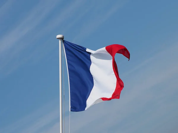 Bandera Nacional Francesa Francia Europa Sobre Cielo Azul —  Fotos de Stock